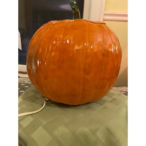 Vintage 1979 Ceramic LIGHT UP Jack OLantern  12 in tall 33 in circumference VGUC - Picture 10 of 16